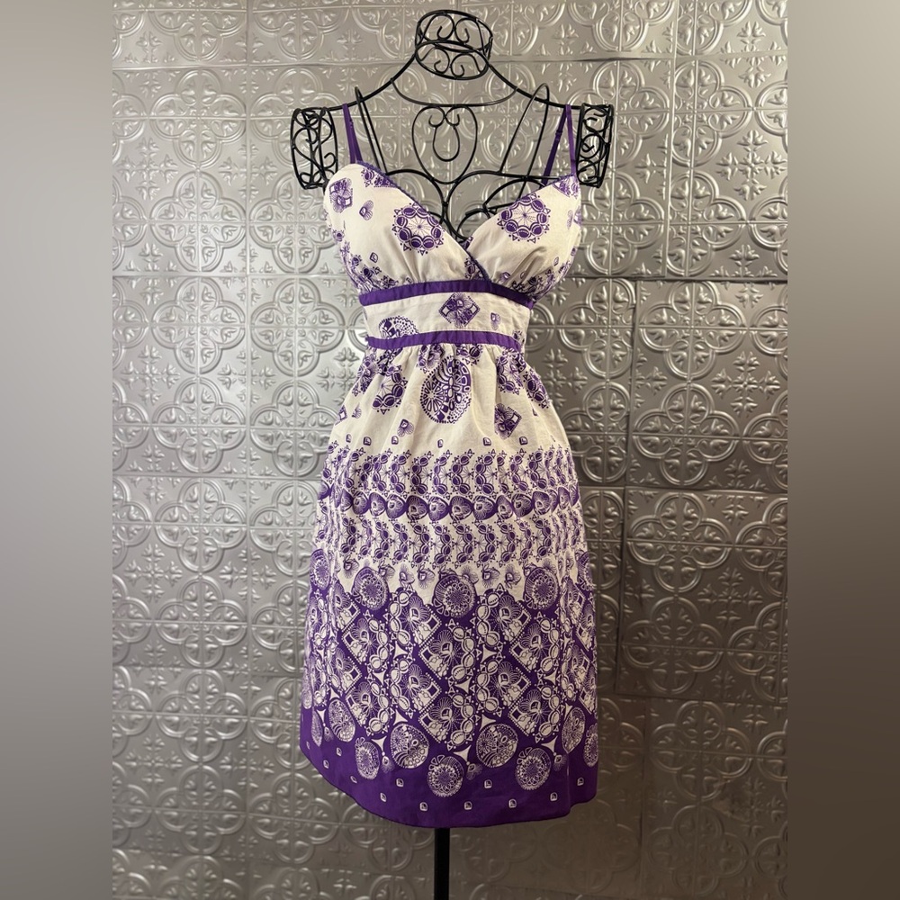 Ruby rox vintage Y2K purple white tie back dress summer dress vacation Hawaiian